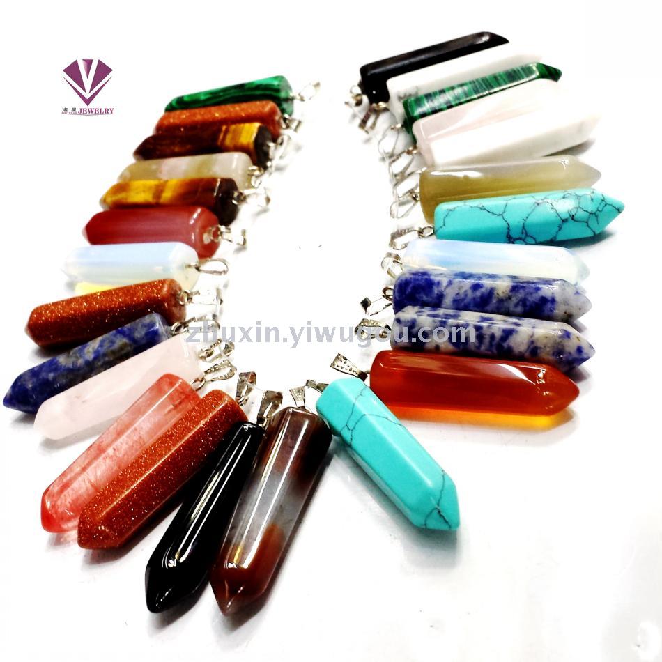Black Onyx Turquoise Powder Crystal Amethyst Tiger Eye Jewelry Accessories Hexagon Crystal Pendant Black Onyx Turquoise Powder Crystal Amethyst Tiger Eye Jewelry Accessories Hexagon Crystal Pendant