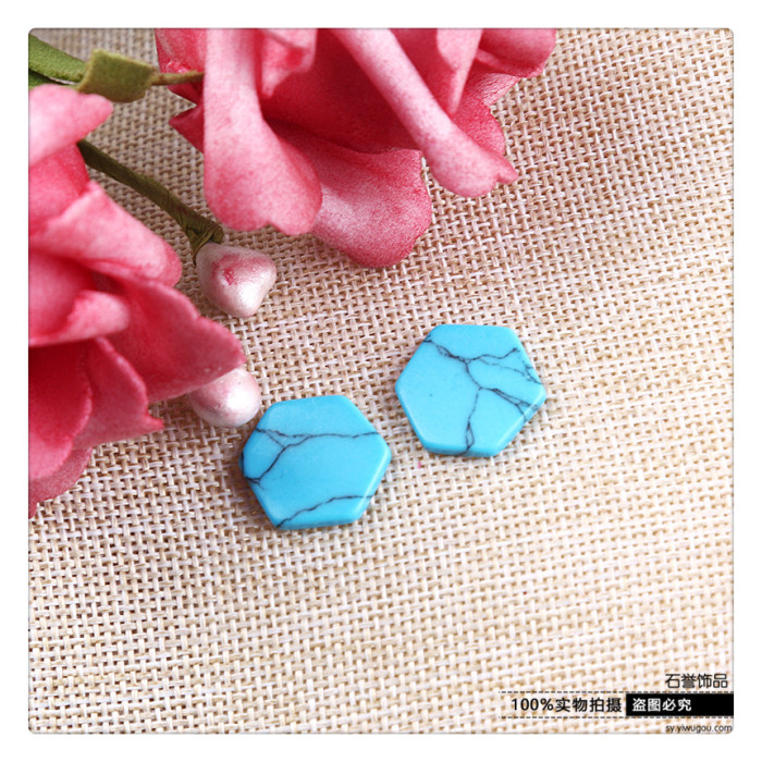 Turquoise hexagonal ring ring face diy hand fashion accessories scatter beads accessories accessories Turquoise hexagonal ring ring face diy hand fashion accessories scatter beads accessories accessories