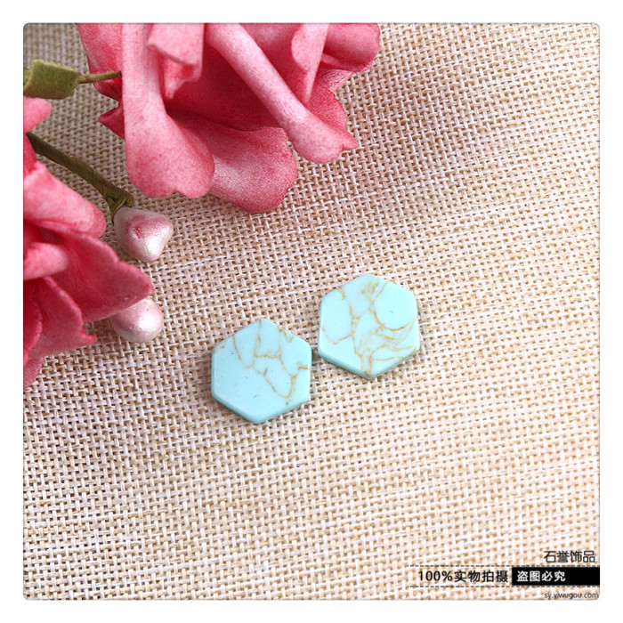 Turquoise hexagonal ring ring face diy hand fashion accessories scatter beads accessories accessories Turquoise hexagonal ring ring face diy hand fashion accessories scatter beads accessories accessories