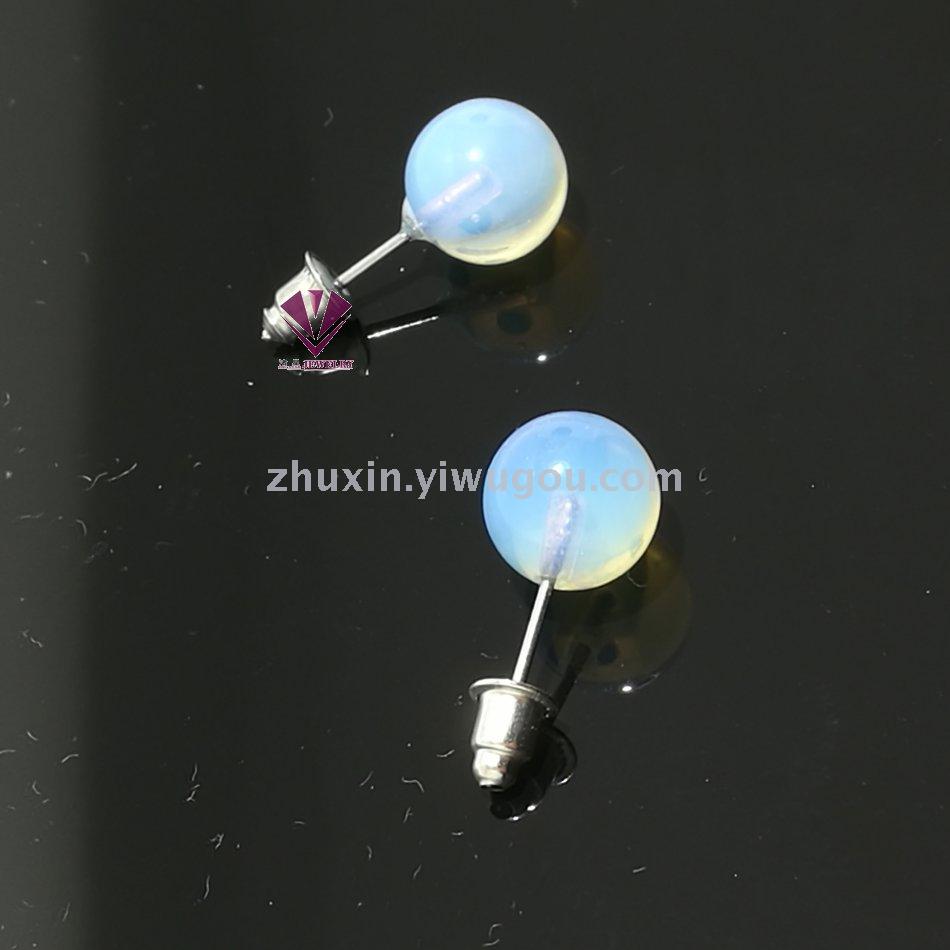 10mm Natural Stone Stud Earrings Jewelry Black Onyx Turquoise Pink Crystal Blue Sand Earrings Earrings