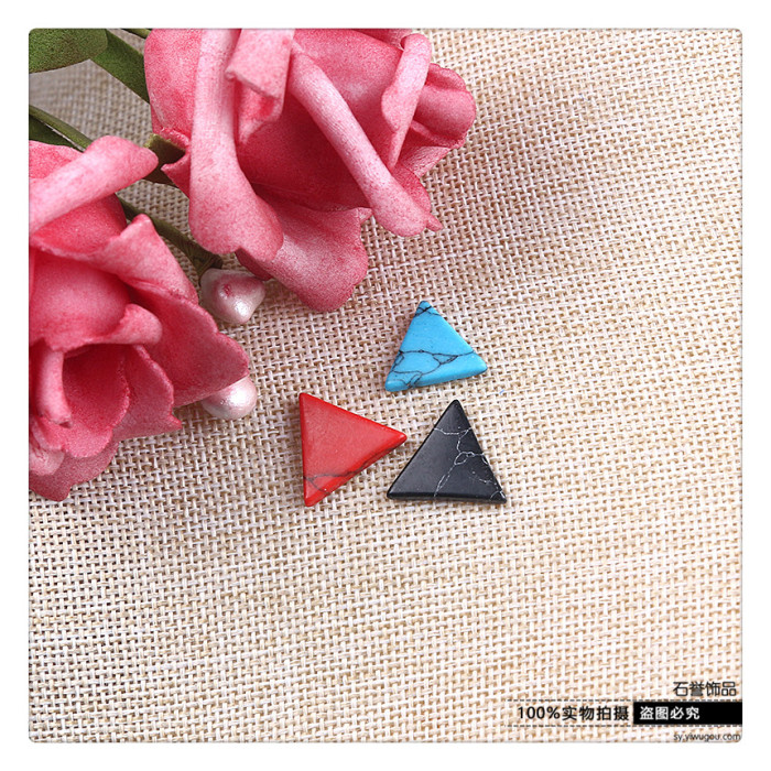 Turquoise triangle double - flat ring ring - face diy jewelry accessories accessories Turquoise triangle double - flat ring ring - face diy jewelry accessories accessories