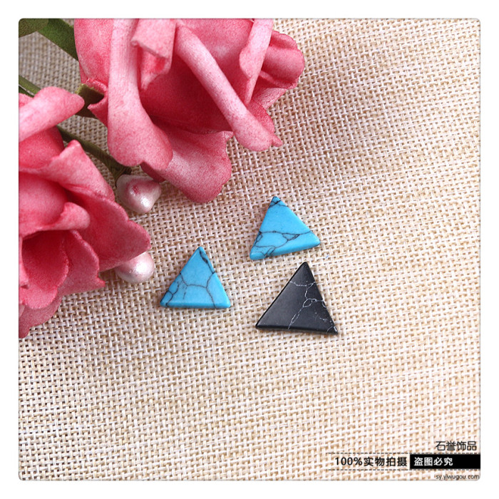 Turquoise triangle double - flat ring ring - face diy jewelry accessories accessories Turquoise triangle double - flat ring ring - face diy jewelry accessories accessories