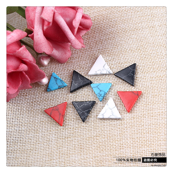 Turquoise triangle double - flat ring ring - face diy jewelry accessories accessories Turquoise triangle double - flat ring ring - face diy jewelry accessories accessories