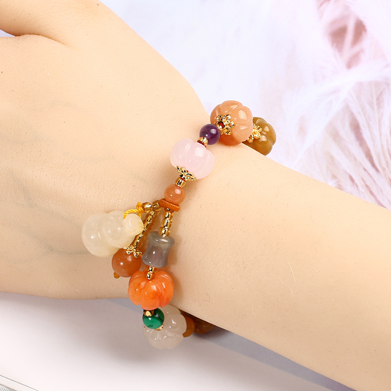 Original Natural Xinjiang Jinsi Jade Bracelet Auspicious Men and Women Couple Pumpkin Beads Bamboo Hanging Gourd Topaz Bracelet Original Natural Xinjiang Jinsi Jade Bracelet Auspicious Men and Women Couple Pumpkin Beads Bamboo Hanging Gourd Topaz Bracelet