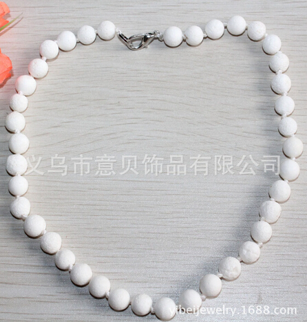 Bay natural white coral beads knotted necklace lobster clasps beads necklace