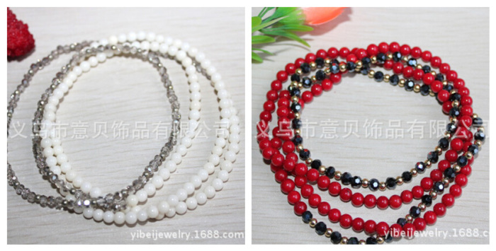 Bay natural coral beads plus Crystal elastic bracelet-white coral necklace bracelet
