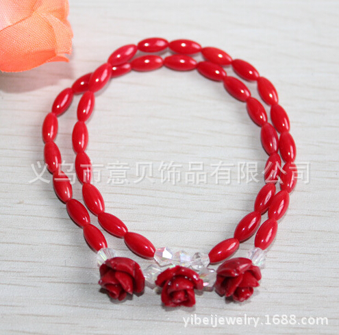 Natural powder rice beads in rose coral bracelet coral Bracelet Crystal small gold Beads Bracelet