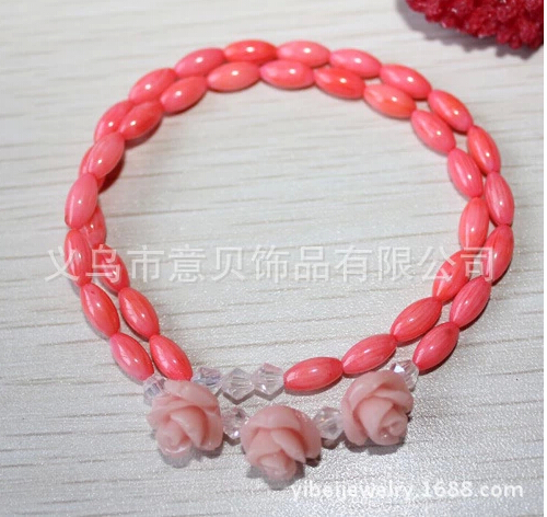 Natural coral Beads Bracelet bracelet double ring Crystal rose bracelet shell jewelry