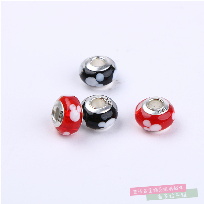 Mixed Color Pandora Beads S925 Silver Jewelry Glazed Loose Beads Bracelet Bracelet Women&#039;s Beaded DIY Accessories