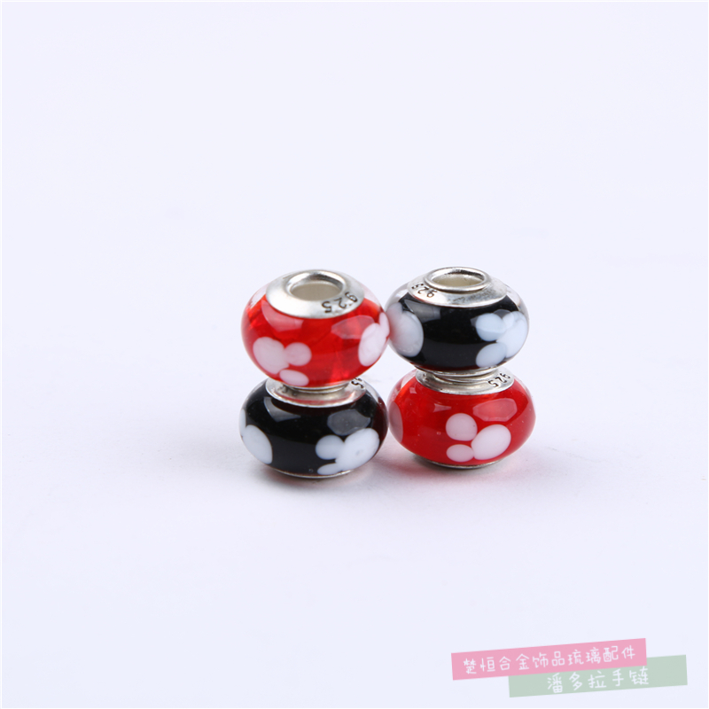 Mixed Color Pandora Beads S925 Silver Jewelry Glazed Loose Beads Bracelet Bracelet Women&#039;s Beaded DIY Accessories