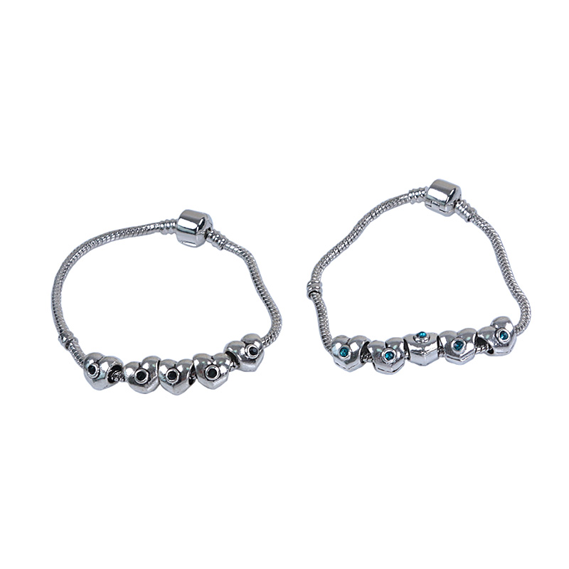 DIY handmade ornaments accessory alloy rhinestone-studded Pandora style heart shape beads