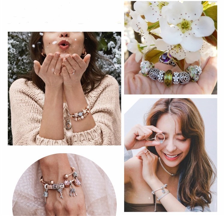 Pandora Bracelet 14K Gold Rose Gold Bracelet Women's Simple Design Bracelet with Logo Pandora Bracelet 14K Gold Rose Gold Bracelet Women's Simple Design Bracelet with Logo
