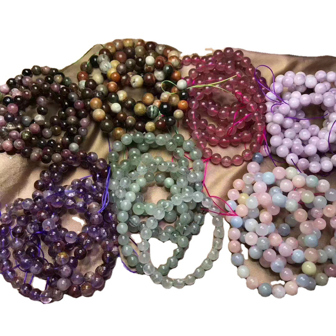 Duobao Bracelet Tourmaline Purple Ghost Spodumene Purple Green Hair Morgan Stone Strawberry Crystal Color Ghost Factory Wholesale