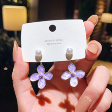 Sterling Silver Needle High-Grade Exquisite Purple Crystal Earrings All-Match Internet Celebrity Temperamental Cold Style Ear Ring Women's Ear Rings Sterling Silver Needle High-Grade Exquisite Purple Crystal Earrings All-Match Internet Celebrity Temperamental Cold Style Ear Ring Women's Ear Rings