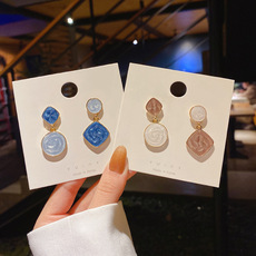 Sterling Silver Needle Korean Style Personalized Crystal Clear Fishtail Earrings Dream Purple Colorful Temperament Popular High-Grade Earrings Sterling Silver Needle Korean Style Personalized Crystal Clear Fishtail Earrings Dream Purple Colorful Temperament Popular High-Grade Earrings