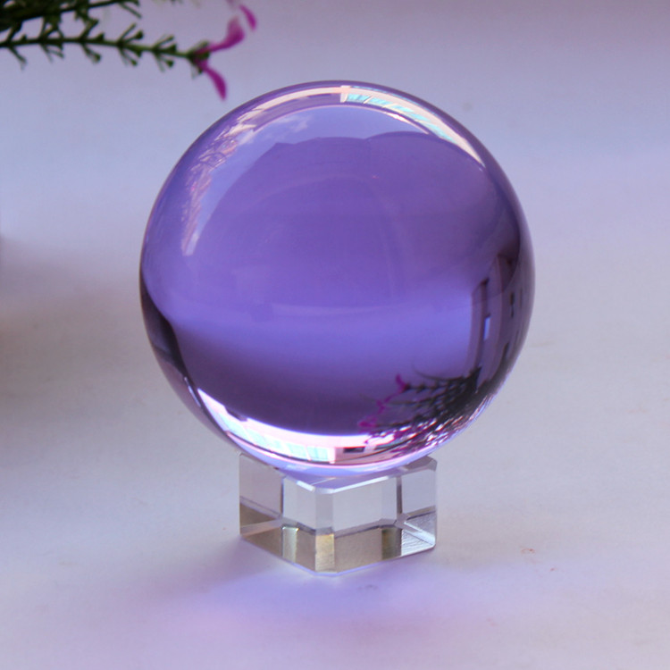 Purple Transparent Crystal Ball Decoration K9 Crystal Glass Souvenir Natural Crystal Ornaments Customizable Gifts