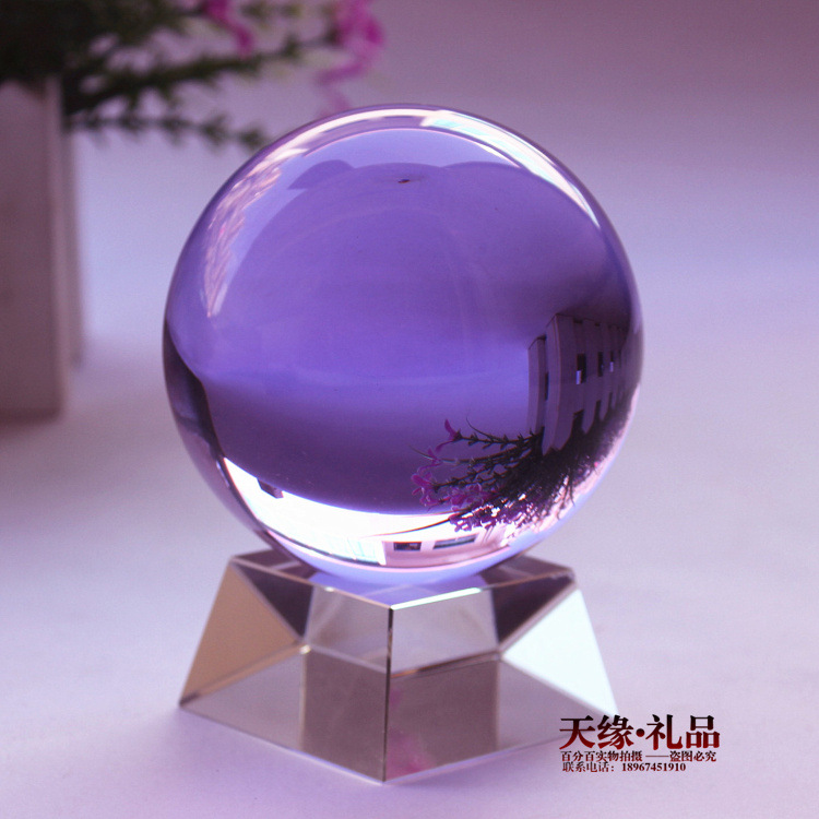 Purple Transparent Crystal Ball Decoration K9 Crystal Glass Souvenir Natural Crystal Ornaments Customizable Gifts