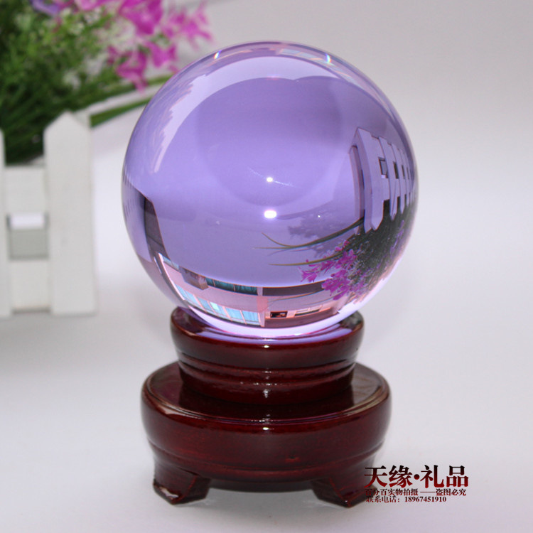 Purple Transparent Crystal Ball Decoration K9 Crystal Glass Souvenir Natural Crystal Ornaments Customizable Gifts