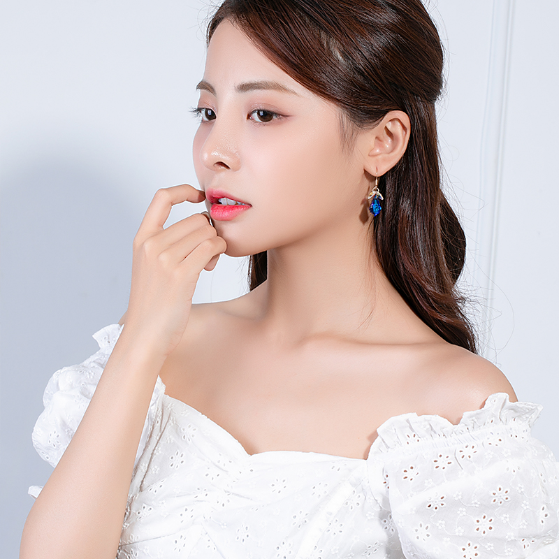 Austrian Artificial Crystal Earrings Elegant Purple Earrings Factory Direct Sales Online Influencer Eardrops New Korean Earrings