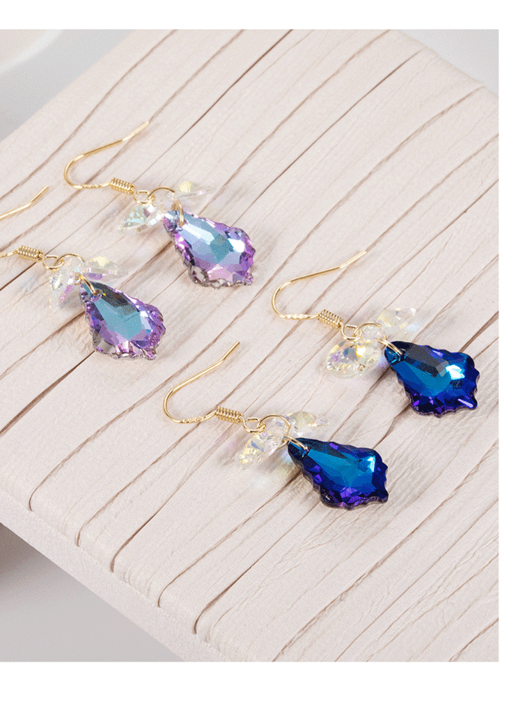 Austrian Artificial Crystal Earrings Elegant Purple Earrings Factory Direct Sales Online Influencer Eardrops New Korean Earrings