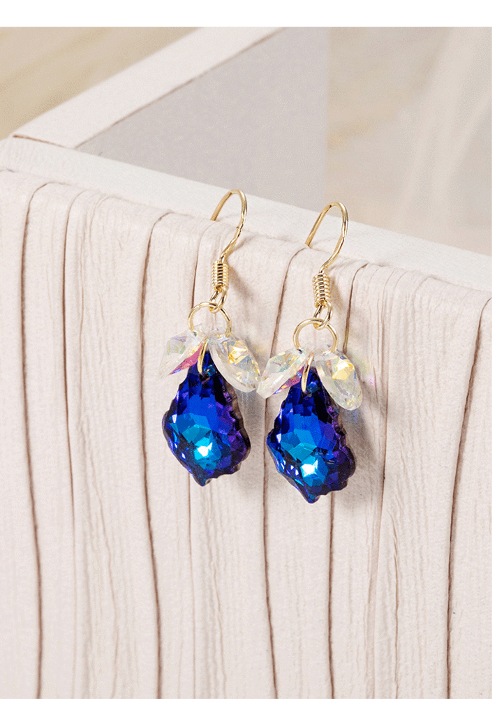 Austrian Artificial Crystal Earrings Elegant Purple Earrings Factory Direct Sales Online Influencer Eardrops New Korean Earrings
