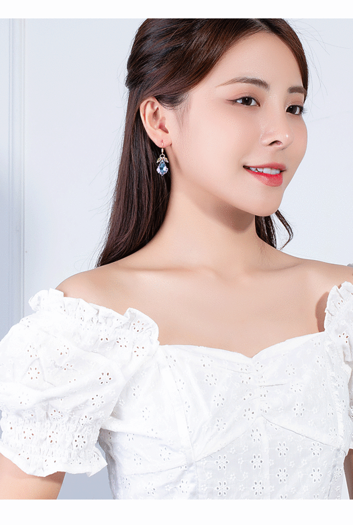 Austrian Artificial Crystal Earrings Elegant Purple Earrings Factory Direct Sales Online Influencer Eardrops New Korean Earrings