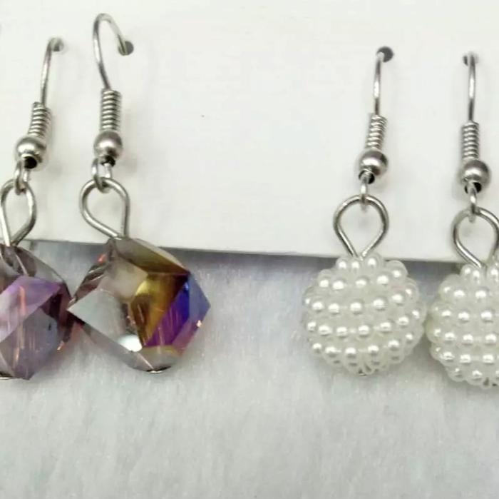 South Korea Crystal Purple with two pairs of earrings all-match female South Korea Crystal Purple with two pairs of earrings all-match female