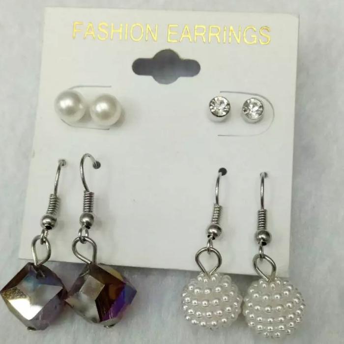 South Korea Crystal Purple with two pairs of earrings all-match female South Korea Crystal Purple with two pairs of earrings all-match female