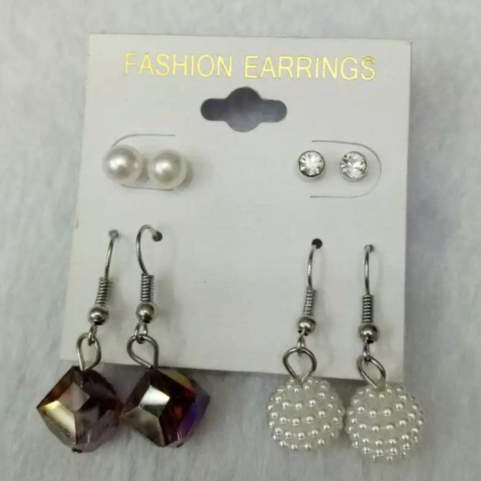 South Korea Crystal Purple with two pairs of earrings all-match female South Korea Crystal Purple with two pairs of earrings all-match female