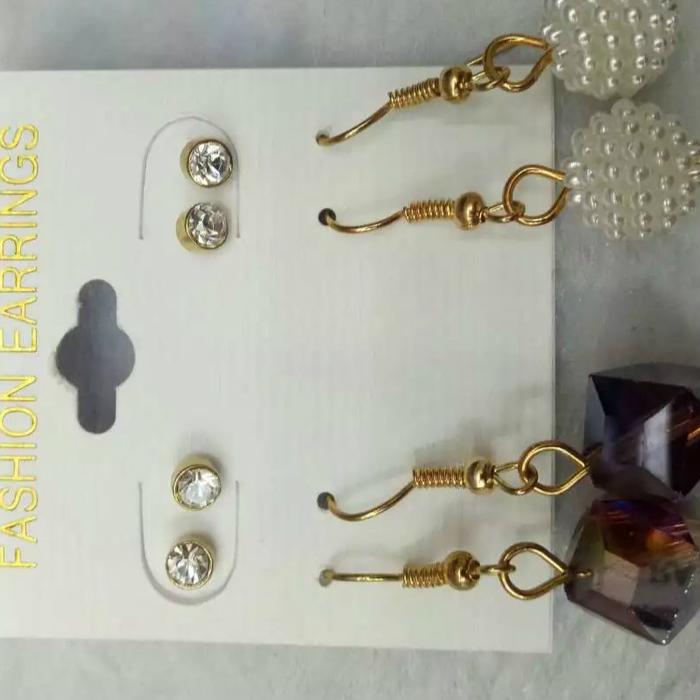Korea earrings with purple crystal two pairs of creative jewelry female Korea earrings with purple crystal two pairs of creative jewelry female