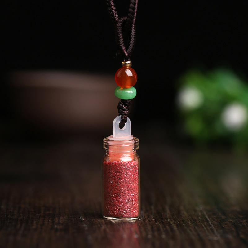 Factory Direct Sales Natural Cinnabar Pendant Purple Gold Sand Crystal Small Pendant Cinnabar Powder Small Necklace Bottle Wholesale