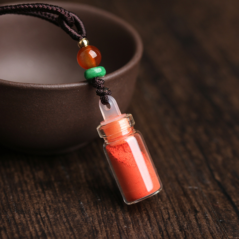 Factory Direct Sales Natural Cinnabar Pendant Purple Gold Sand Crystal Small Pendant Cinnabar Powder Small Necklace Bottle Wholesale