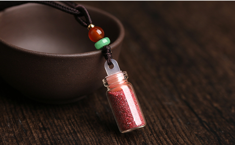 Factory Direct Sales Natural Cinnabar Pendant Purple Gold Sand Crystal Small Pendant Cinnabar Powder Small Necklace Bottle Wholesale Factory Direct Sales Natural Cinnabar Pendant Purple Gold Sand Crystal Small Pendant Cinnabar Powder Small Necklace Bottle Wholesale