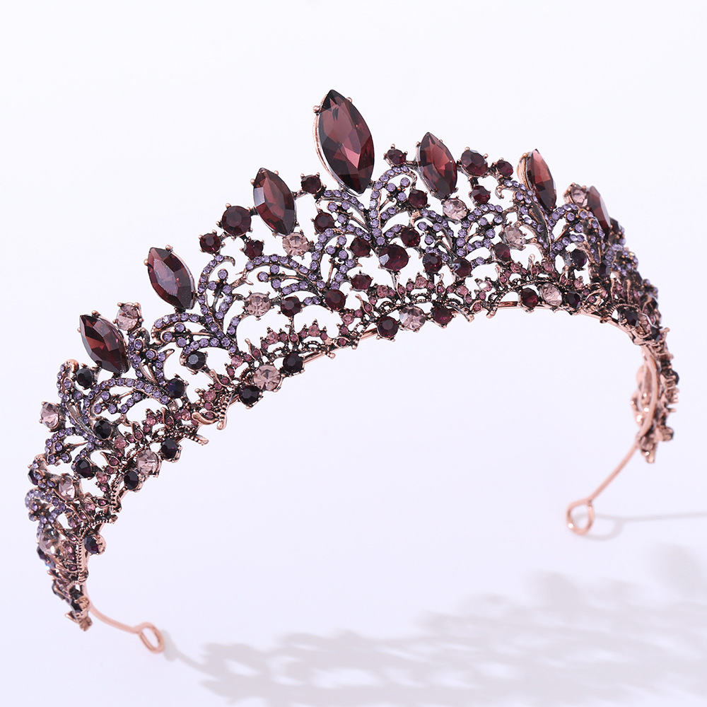 European Baroque Crown Purple Black Vintage Dress Crown Bright Crystal Bridal Headdress Wedding Studio Wholesale European Baroque Crown Purple Black Vintage Dress Crown Bright Crystal Bridal Headdress Wedding Studio Wholesale