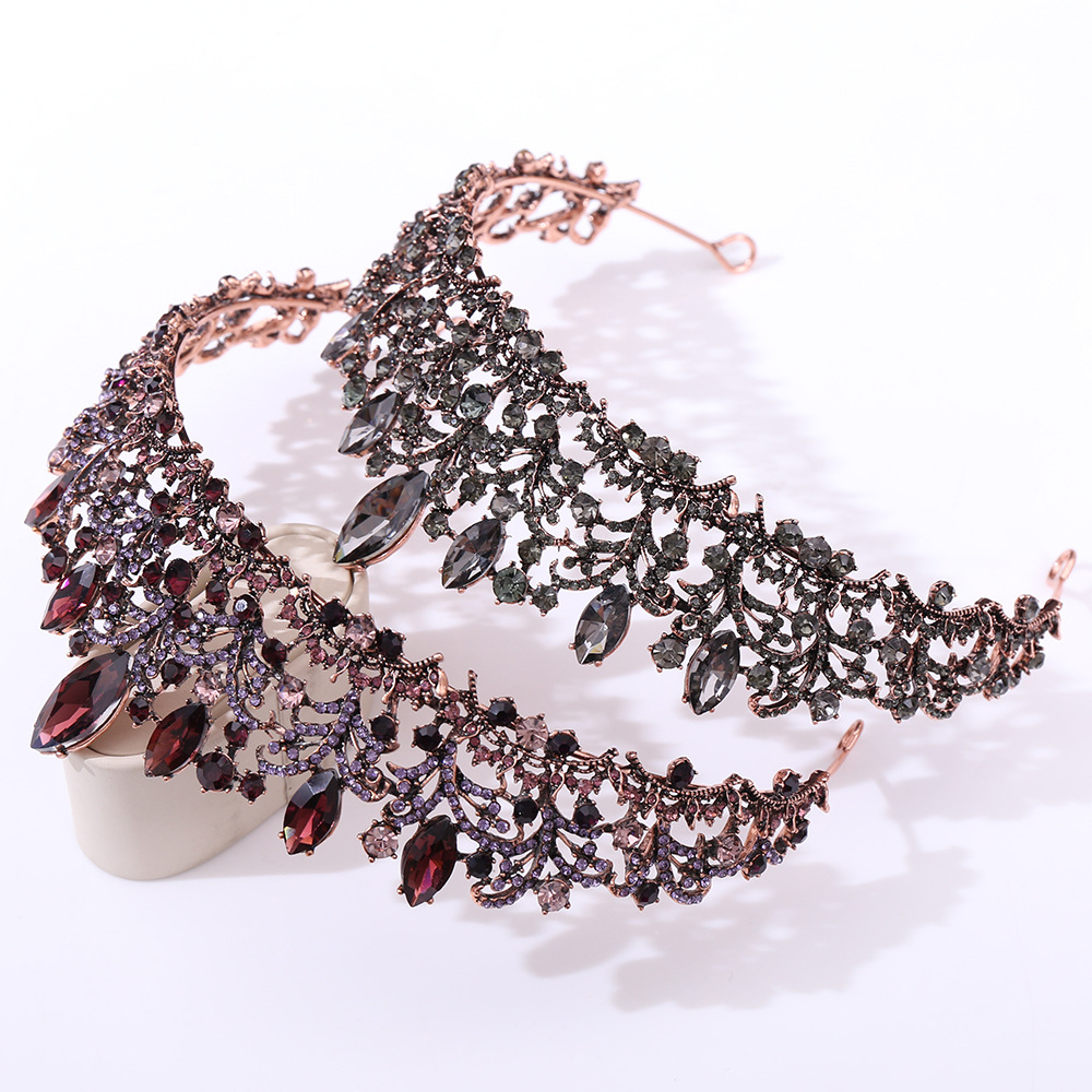 European Baroque Crown Purple Black Vintage Dress Crown Bright Crystal Bridal Headdress Wedding Studio Wholesale European Baroque Crown Purple Black Vintage Dress Crown Bright Crystal Bridal Headdress Wedding Studio Wholesale