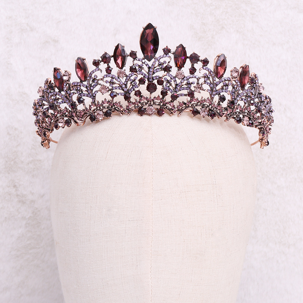 European Baroque Crown Purple Black Vintage Dress Crown Bright Crystal Bridal Headdress Wedding Studio Wholesale European Baroque Crown Purple Black Vintage Dress Crown Bright Crystal Bridal Headdress Wedding Studio Wholesale