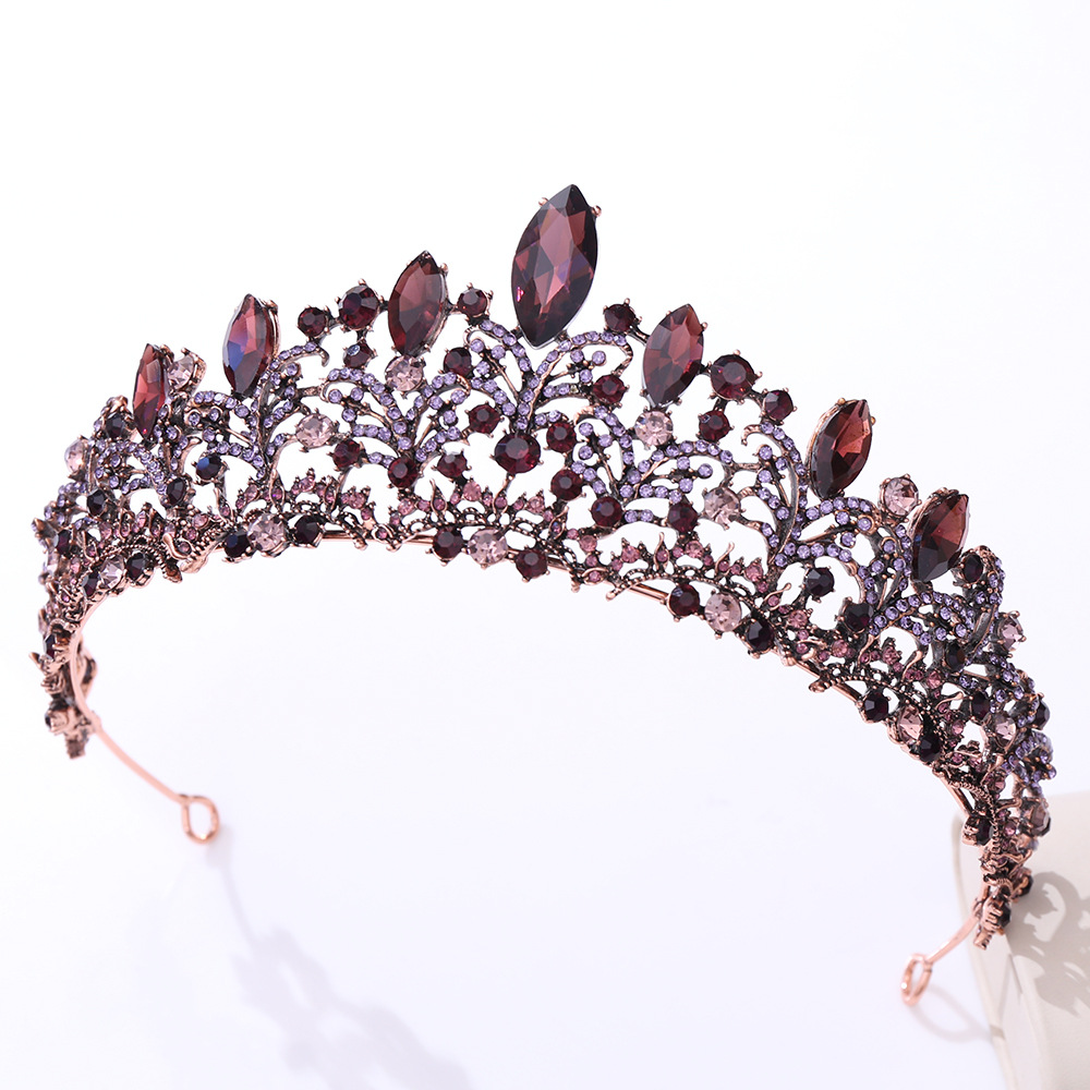 European Baroque Crown Purple Black Vintage Dress Crown Bright Crystal Bridal Headdress Wedding Studio Wholesale European Baroque Crown Purple Black Vintage Dress Crown Bright Crystal Bridal Headdress Wedding Studio Wholesale