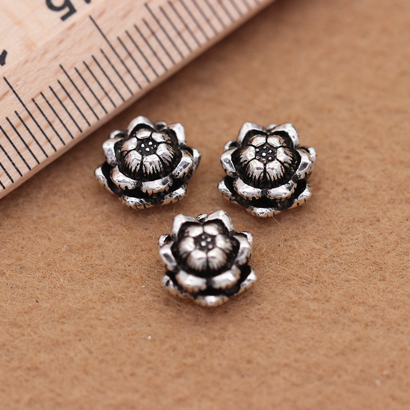 Manufacturers direct genuine S925 Thai anemone beads Diy buddhist beads accessories crystal Thai silver accessories