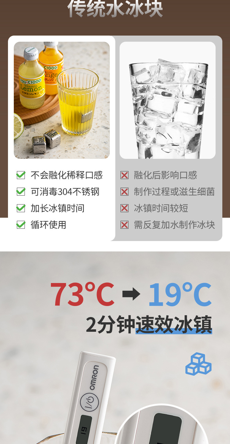 SelfDesigned 304 Stainless Steel Ice Cube Box Recyclable QuickFrozen Chilled Drinks Drinks Whisky Stone QuickFrozen Ball SelfDesigned 304 Stainless Steel Ice Cube Box Recyclable QuickFrozen Chilled Drinks Drinks Whisky Stone QuickFrozen Ball