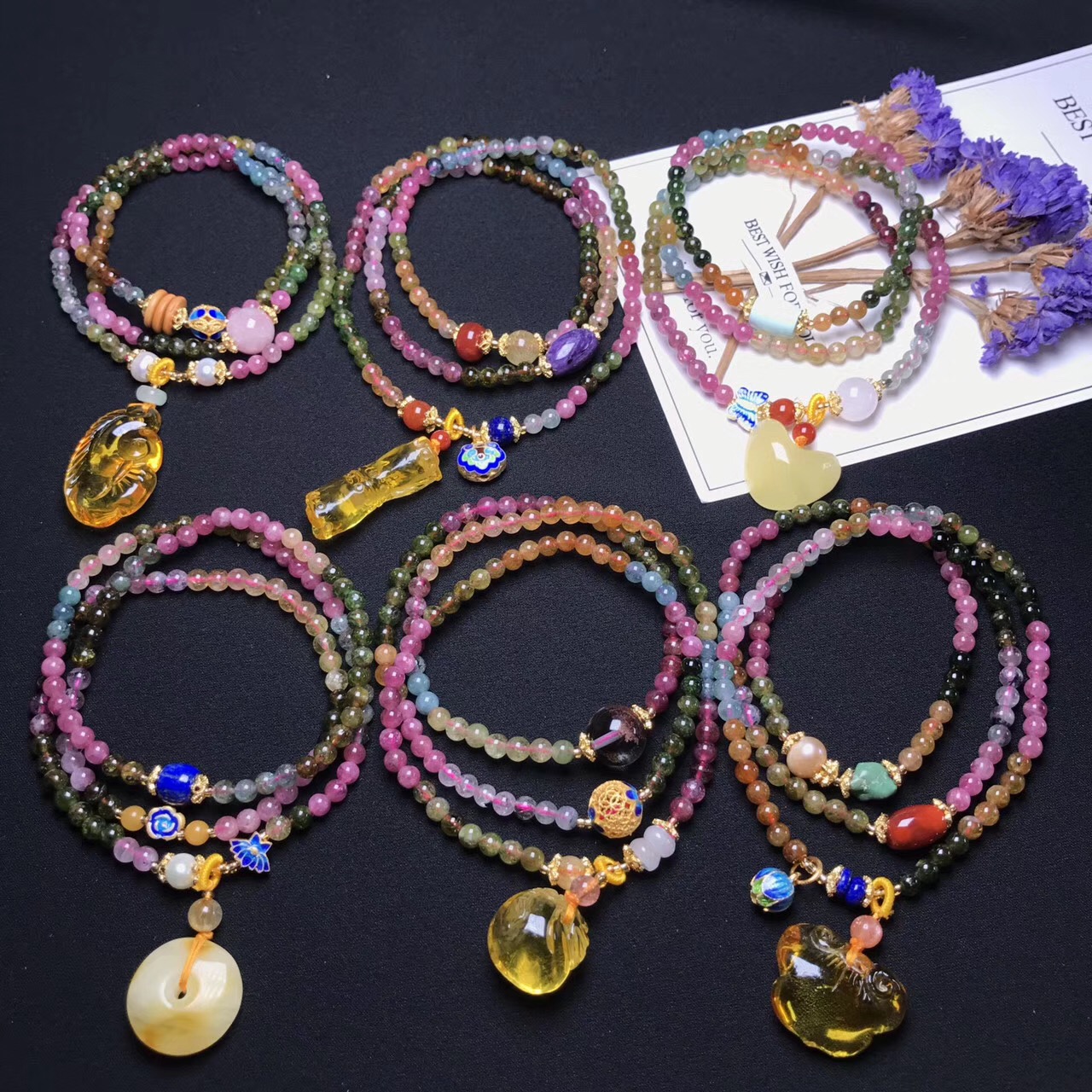 Pure natural Brazilian tourmaline bracelet tourmaline pendant 108 buddhist beads hand string wangfu an object a picture Pure natural Brazilian tourmaline bracelet tourmaline pendant 108 buddhist beads hand string wangfu an object a picture