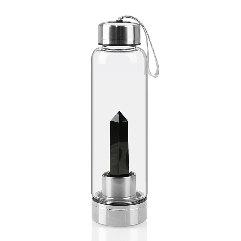 Hexagonal Wand Healing Amethyst Stone Water Bottle
