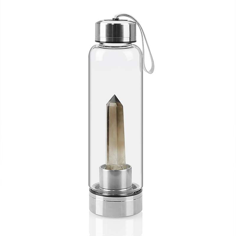 Hexagonal Wand Healing Amethyst Stone Water Bottle