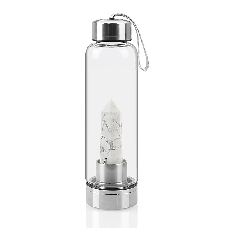 Hexagonal Wand Healing Amethyst Stone Water Bottle