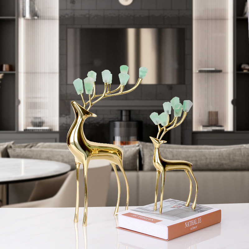 Metal Deer  Decoration Amethyst Stone Antlers Model Room TV Cabinet Housewarming Wedding Favors Home Decorations