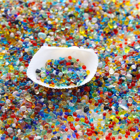 Glass bead sand bead colored stone stone sea sand cashew fruit flat bead meaty flower pot decoration aquarium sceneries source