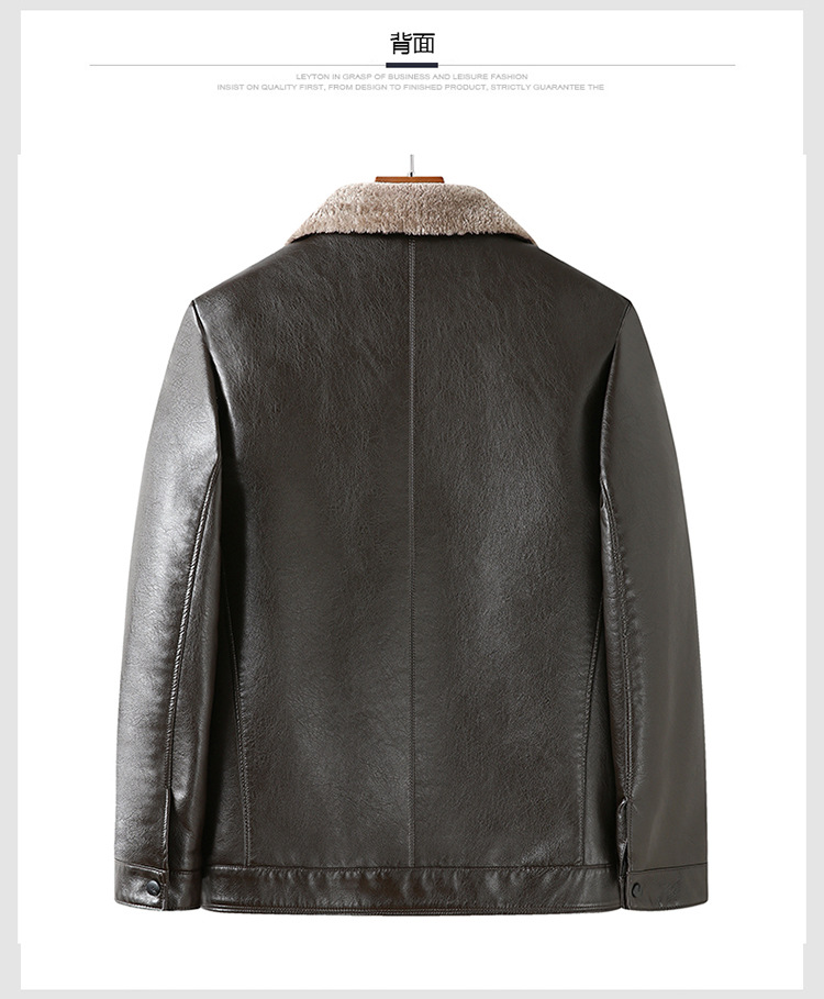 Products in Stock New Middle-Aged and Elderly Men's Leather Coat Stone Washed Business Gentleman Casual Polo Collar Fur One Men's Wear for Dad