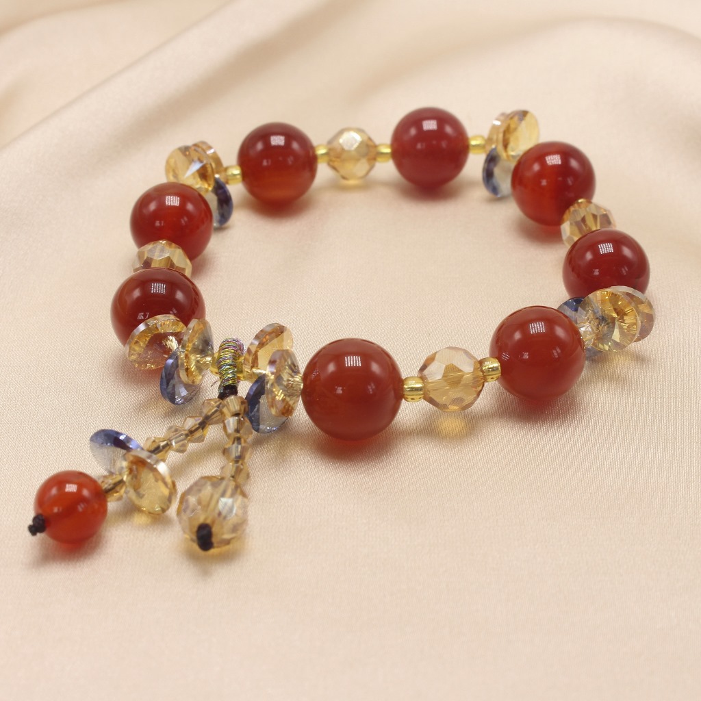 INS Style Green Agate Red Agate Bracelet Bracelet Men and Women Sweet Temperamental Bracelet Simple Birthday Gift Bracelet