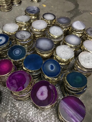 Natural Agate Slices Pad Coffee Cup and Tea Cup Are OK