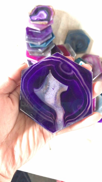 Natural Agate Slices Pad Coffee Cup and Tea Cup Are OK