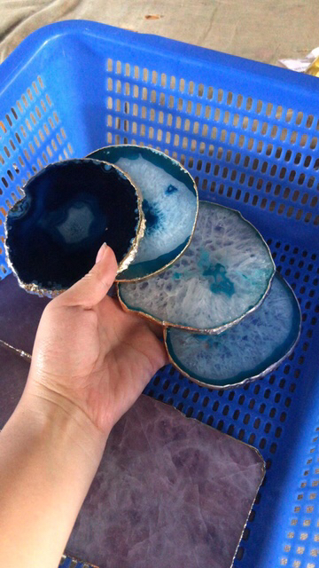Natural Agate Slices Pad Coffee Cup and Tea Cup Are OK